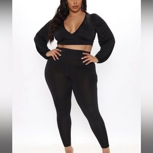 Women's Black High-Waisted Leggings Set